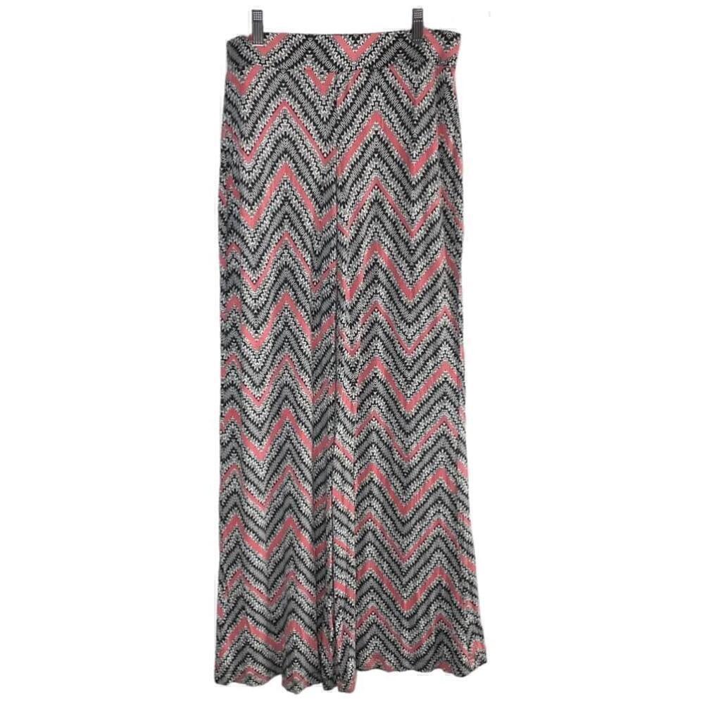 Mossimo Supply Co Palazzo Pants Medium Pink Black Chevron - Picture 4 of 9